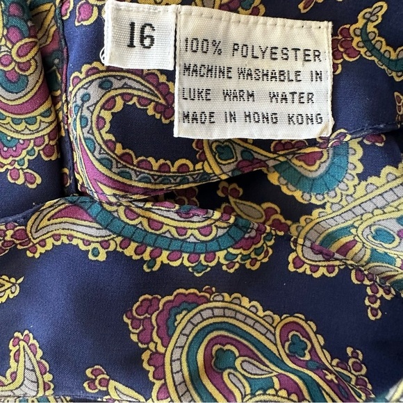 Vintage Talbots Pleated Paisley Midi Dress Sz 16 - Picture 9 of 10